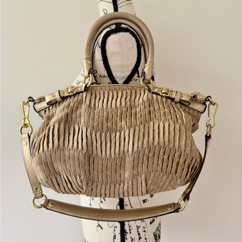 Vtg Coach Madison Gath Sophia Satchel Bag 18885 MetallicGold/Beige Carriage Glam - Picture 8 of 16